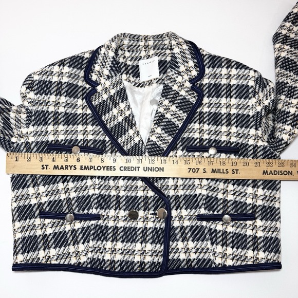Sandro Paris Cropped Blazer Jacket In Checked Tweed FR 42/ US 10 Textured Plaid - Picture 12 of 15
